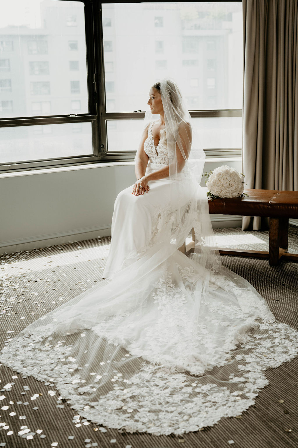 Bride before the ceremony, Kelly & Nick
