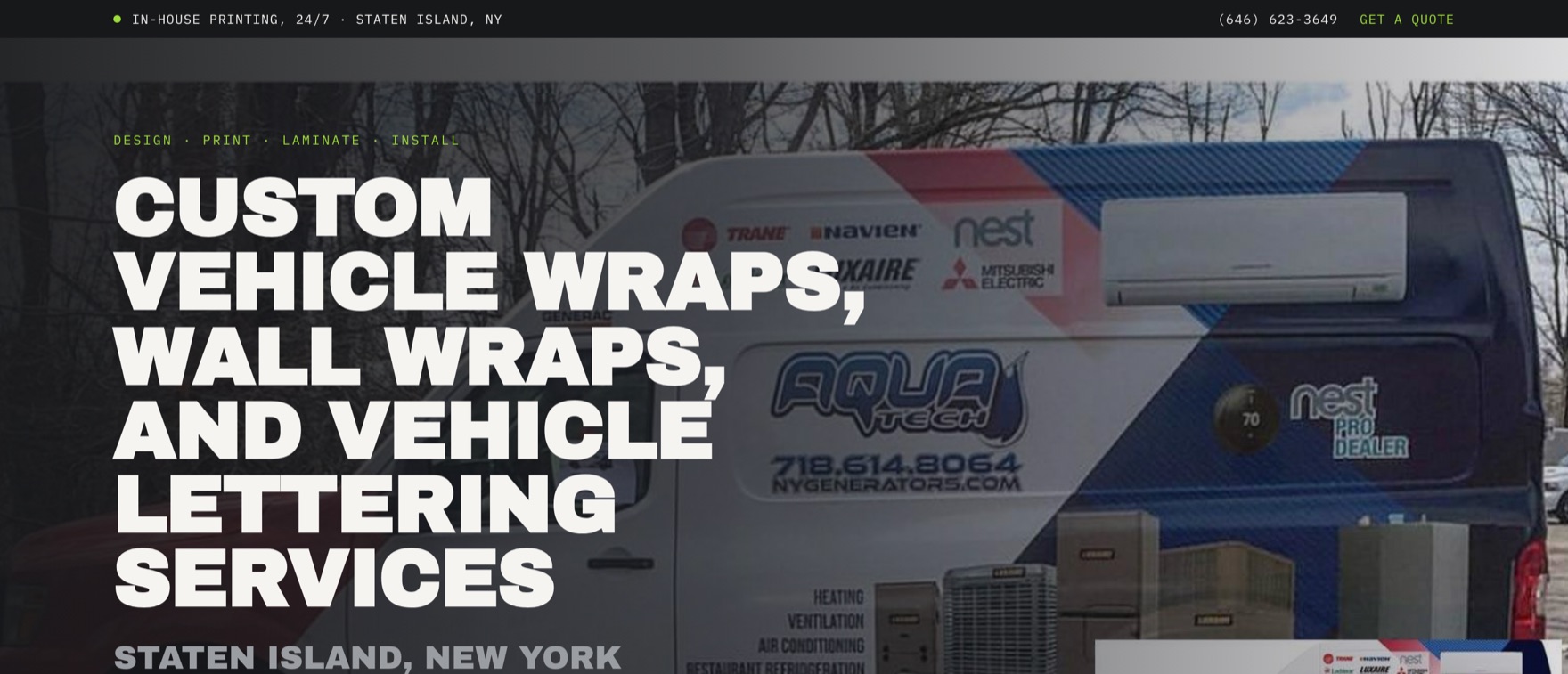 IDA Wraps homepage: vehicle wrap and lettering shop, rebuilt as a fast static site off WordPress.
